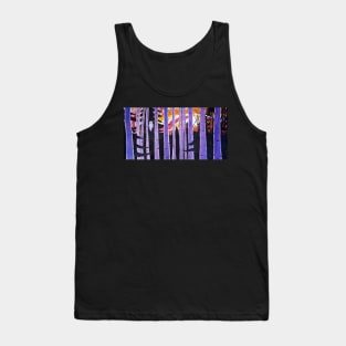 White Owl, Purple Birch Trees, Alaska Aspen Trees Forest, Sunset, Scott Clendaniel Tank Top